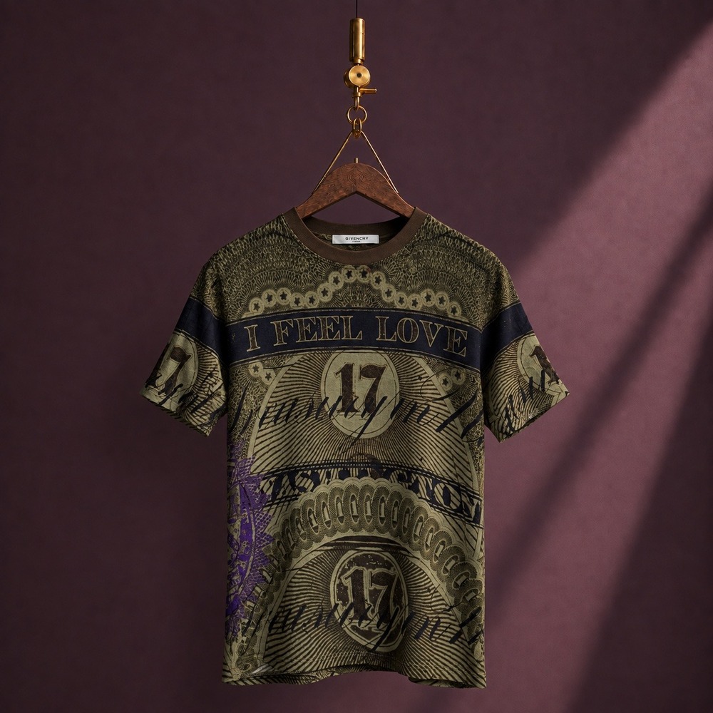 Givenchy Riccardo Tisci SS17 I Feel Love 17 Treasury Dollar Print Jersey Shirt